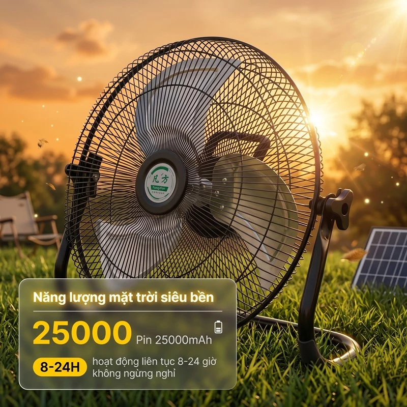 Quạt năng lượng mặt trời 25000mAh 12inch