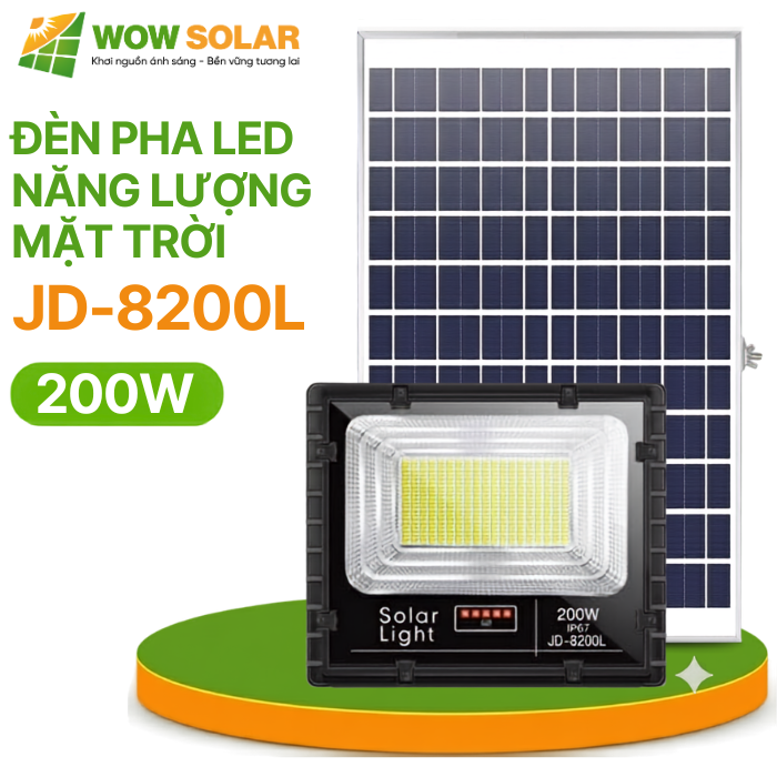 Đèn pha LED năng lượng mặt trời JD-8200L 200W