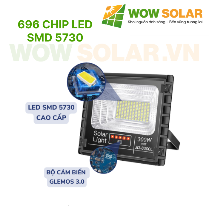 Đèn pha LED năng lượng mặt trời JD-8300L 300W