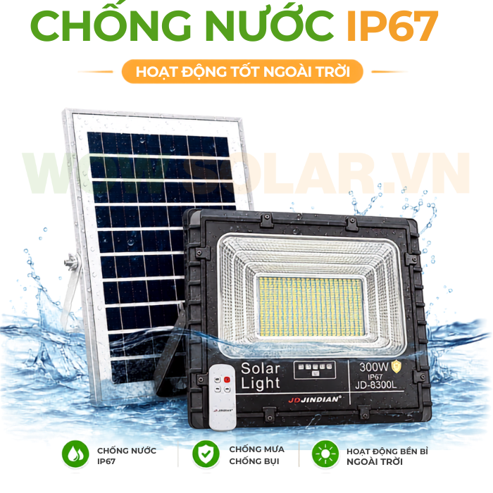 Đèn pha LED năng lượng mặt trời JD-8300L 300W