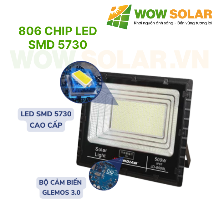 Đèn pha LED năng lượng mặt trời JD-8500L 500W