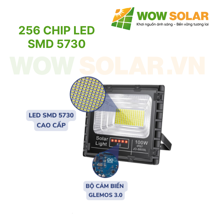 Đèn pha LED năng lượng mặt trời JD-8800L 100W