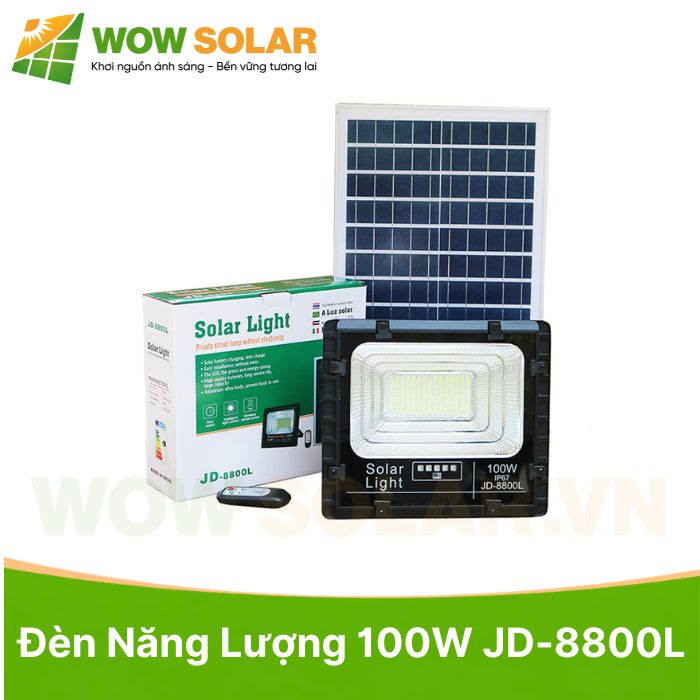 Đèn pha LED năng lượng mặt trời JD-8800L 100W