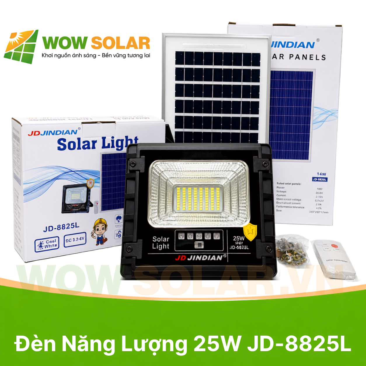Đèn pha LED năng lượng mặt trời JD-8825L 25W