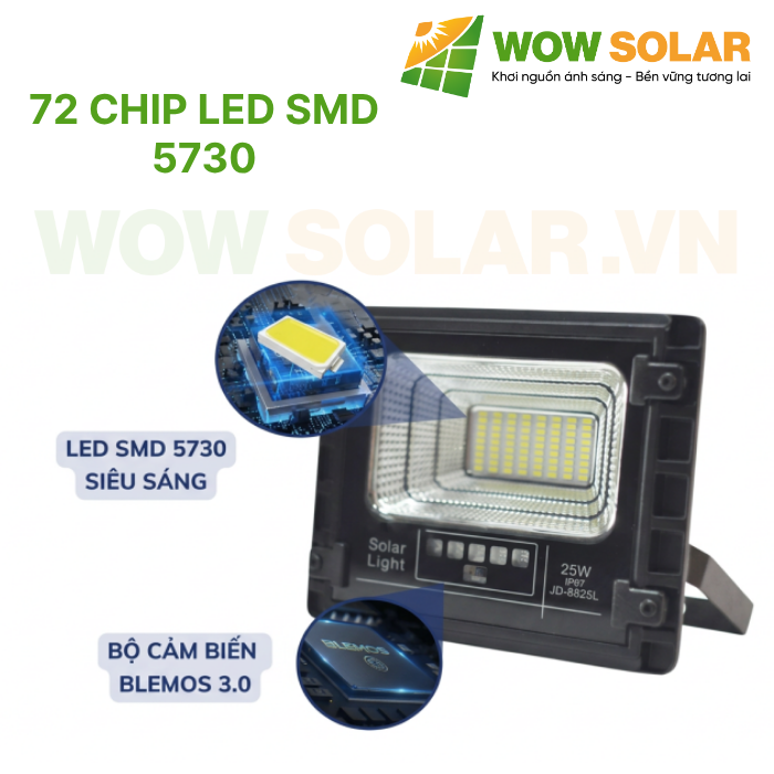 Đèn pha LED năng lượng mặt trời JD-8825L 25W